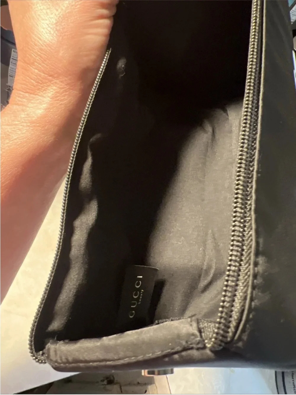 Gucci Black Beauty Toiletry Pouch with Logo 9”x4”x5”